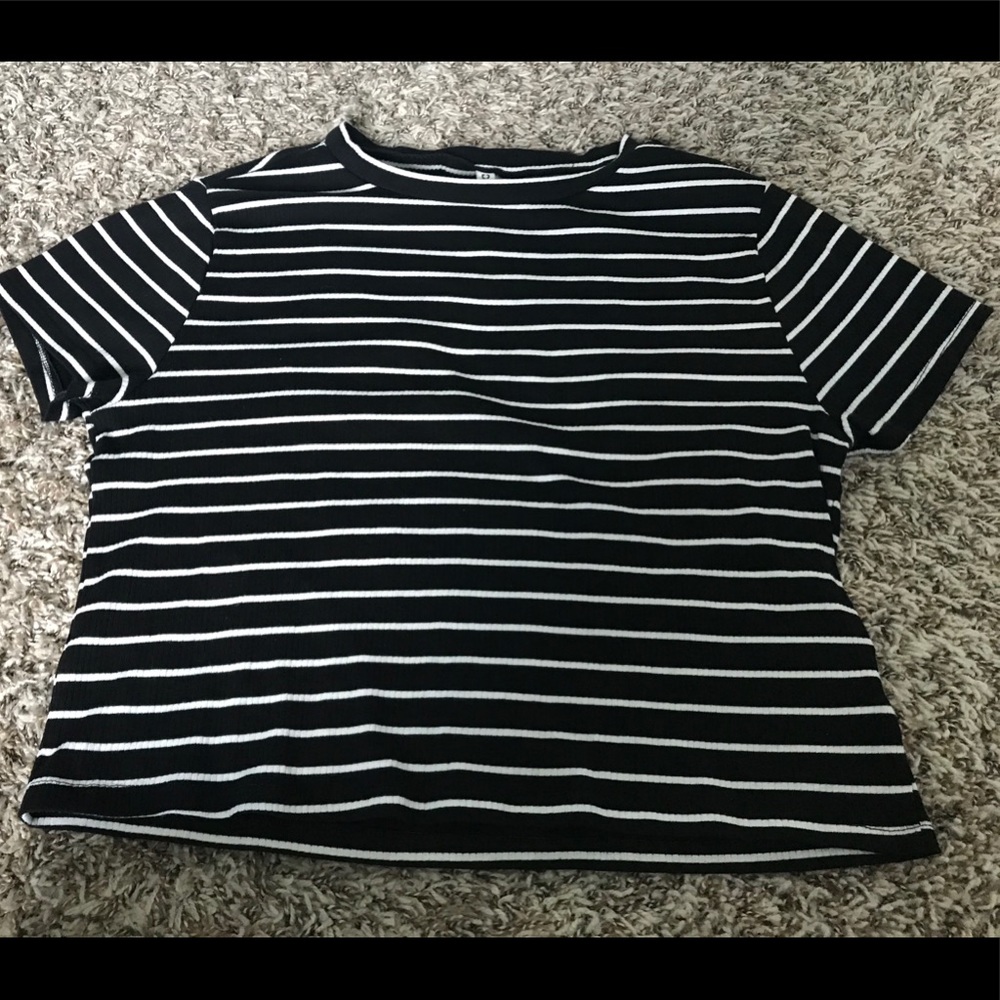 black and white striped crop top